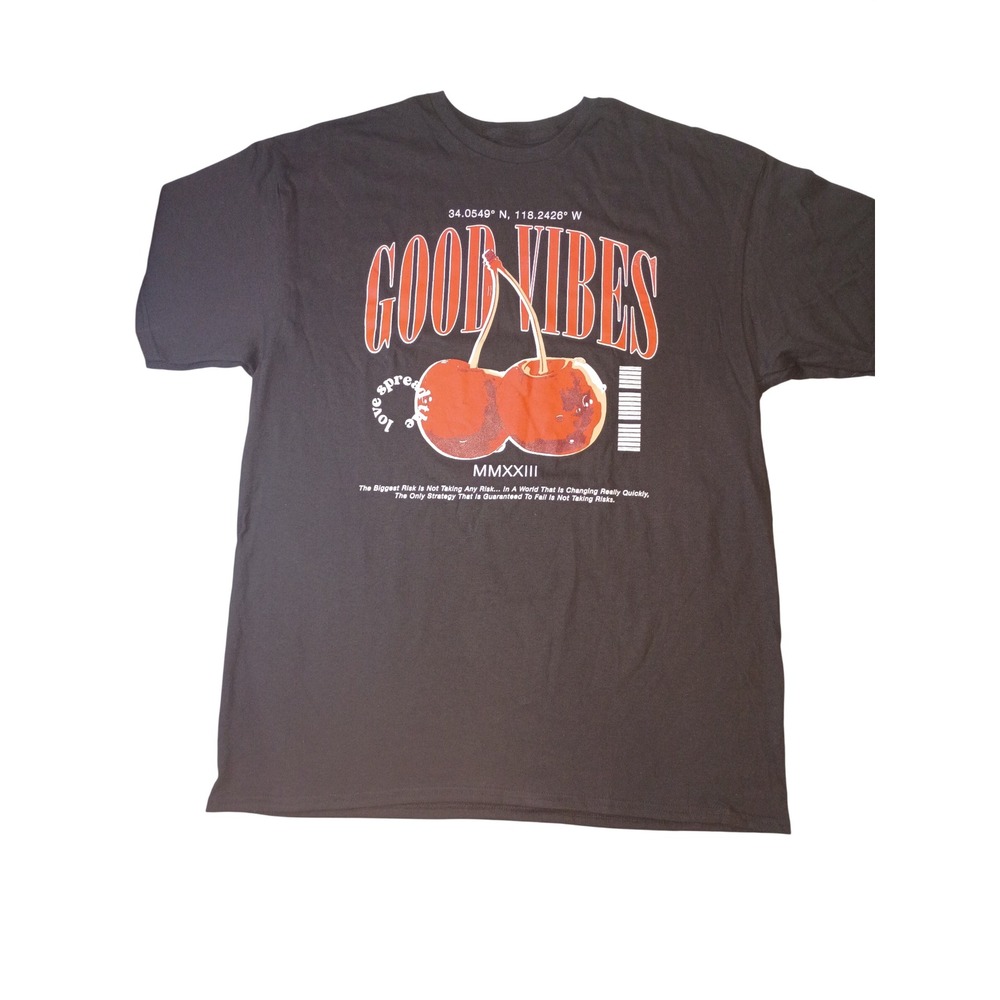 Fashion Nova Good Vibes Cherry Graphic T-Shirt Black MMXXIII Streetwear XL